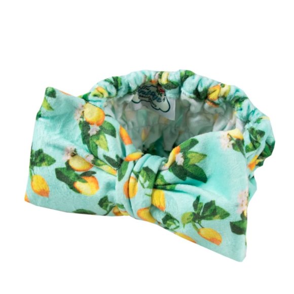 The Vintage Cosmetic Company Lulu Make-Up Headband Cute Lemon Print with Bow NWT - Picture 1 of 4